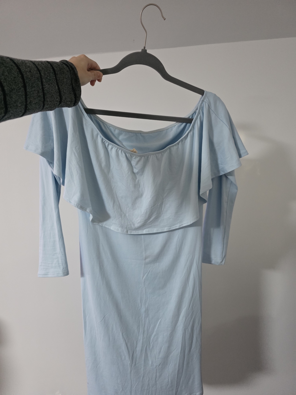 Blush Pale Blue Off-Shoulder Ruffle Dress - Picture 2 of 4